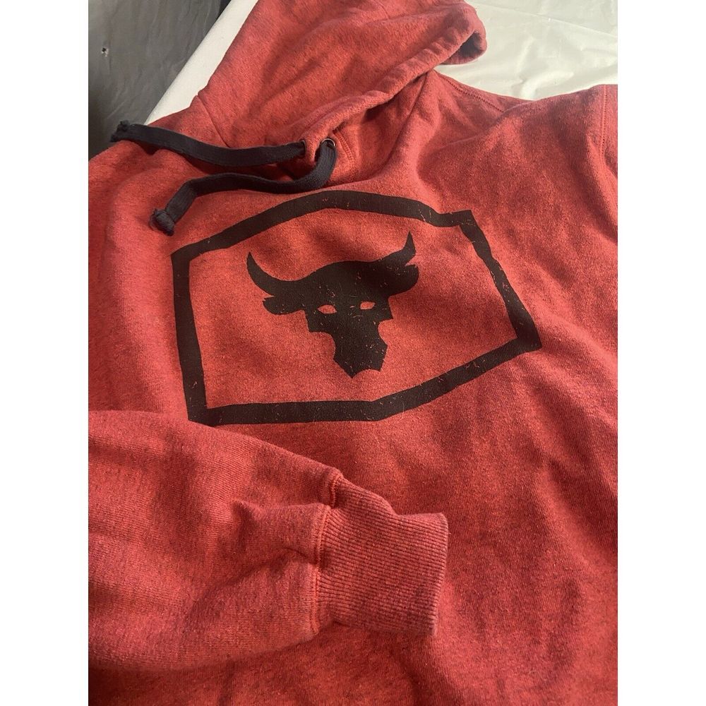 Under Armour Project Rock Brahma Bull Hoodie Mens Large Red Blood‎ Sweat Respect